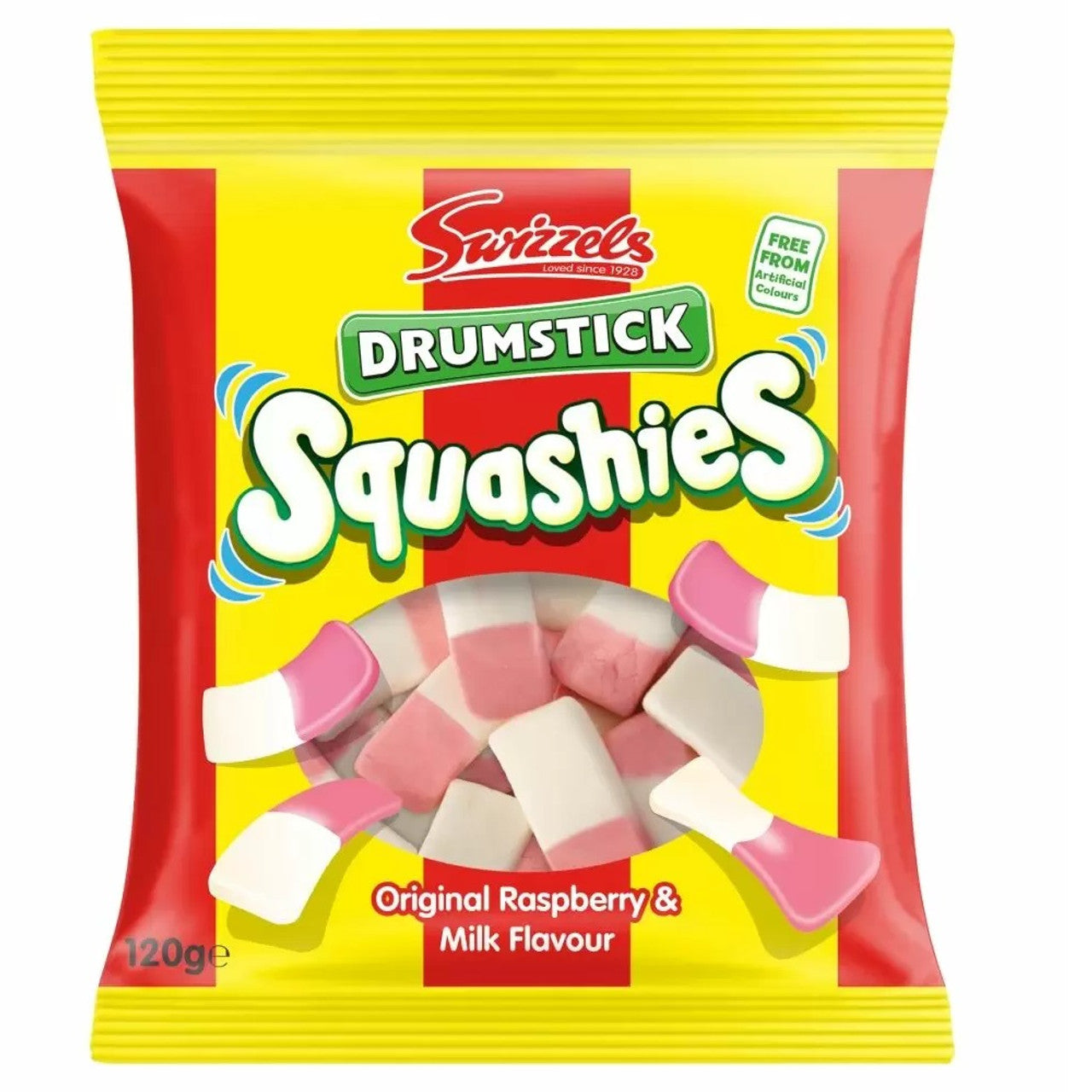 Sweet Palace Squashies Drumsticks with raspberry cream flavor, featuring colorful, freeze-dried squashie candy on a stick.
