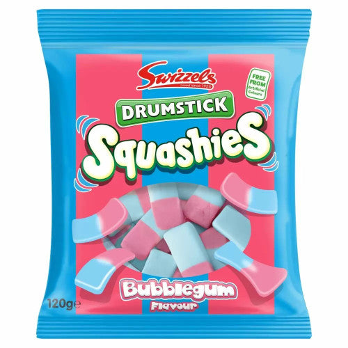 Sweet Palace Squashies Drumsticks with raspberry and cream flavor, freeze-dried candy treat shown in the image.