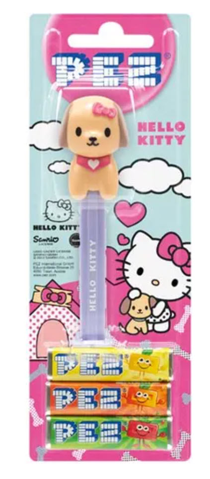 PEZ Hello Kitty candy dispenser by Sweet Palace featuring Hello Kitty with a pink bow on a white background.