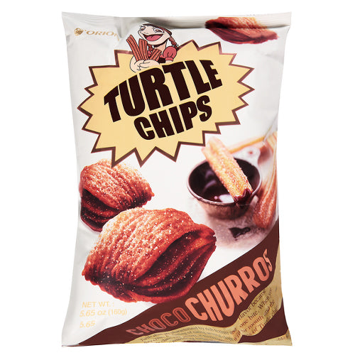 Big bag of Orion Turtle Chips by Sweet Palace, showing crispy, golden fried snack with turtle-shaped design on the packaging.