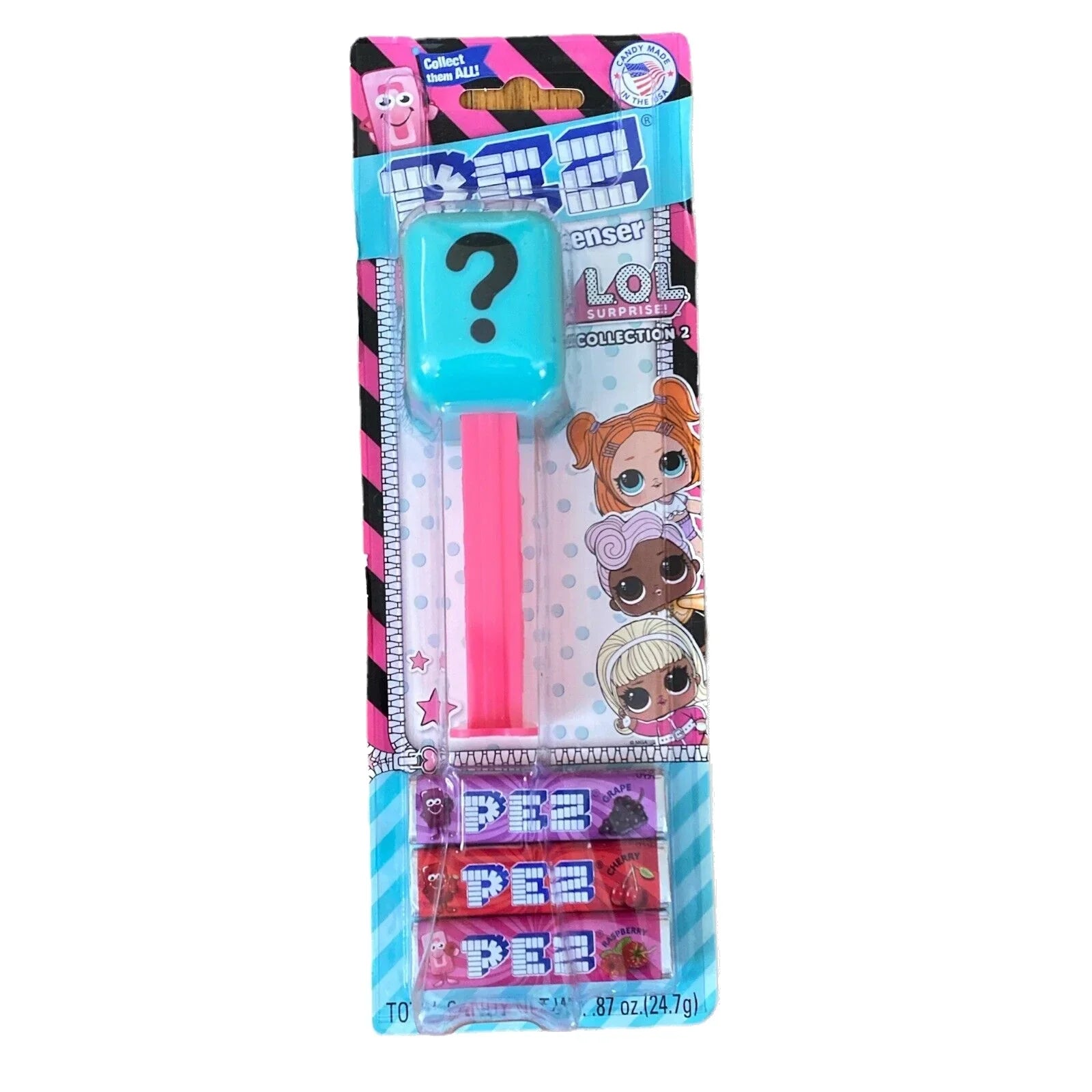 PEZ LOL Surprise candy dispenser by Sweet Palace featuring a colorful LOL Surprise character design.