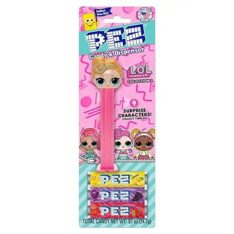 PEZ LOL Surprise candy dispenser from Sweet Palace featuring colorful LOL Surprise character design.