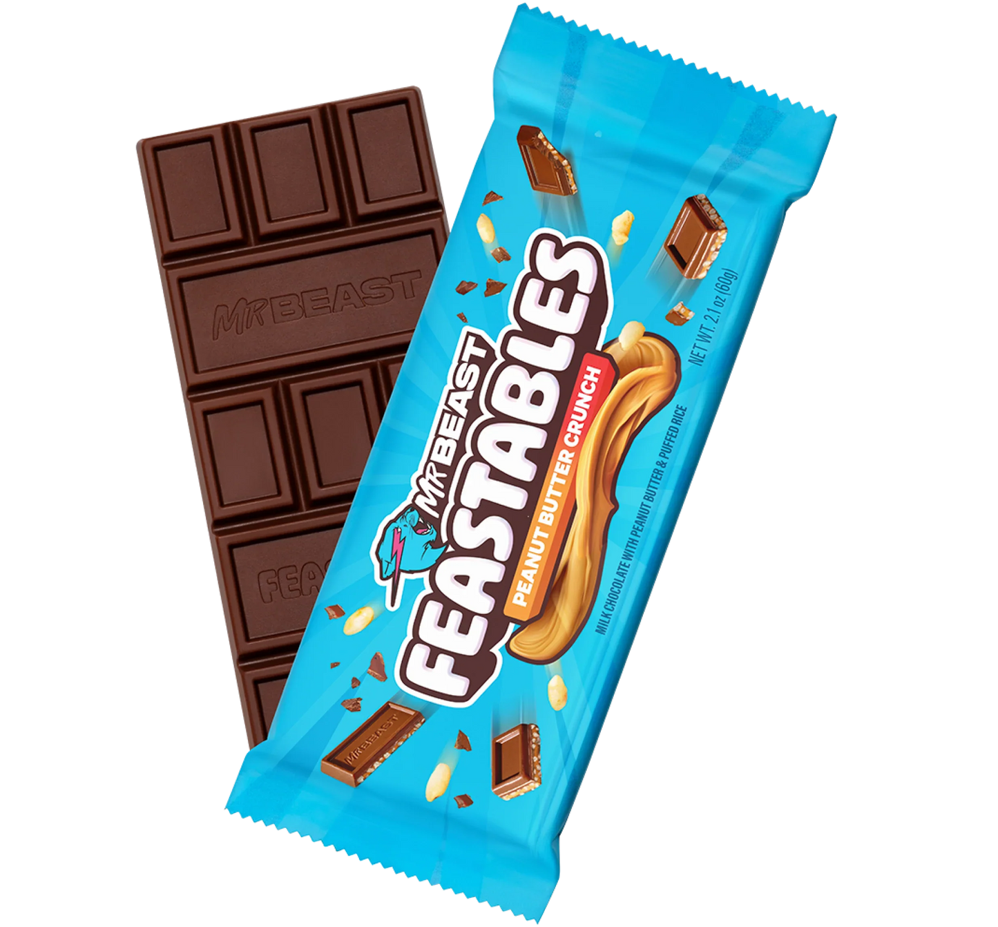 Milk chocolate MrBeast Feastables bar by Sweet Palace, featuring the branded packaging and chocolate bar with colorful design.