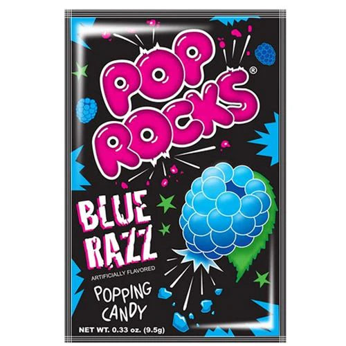 Sweet Palace cherry Pop Rocks popping candy in a clear jar, showing vibrant red crystals and bubbly texture.
