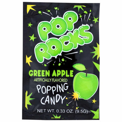 Sweet Palace cherry Pop Rocks popping candy in a clear bag, showing vibrant red, sparkling crystals and colorful packaging.