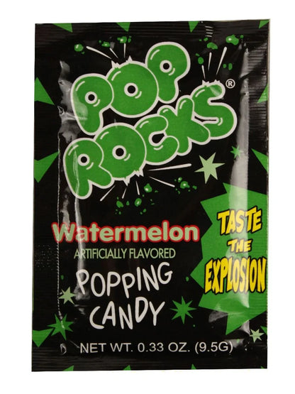 Sweet Palace cherry Pop Rocks popping candy in a clear bag, showing the vibrant red candies and textured packaging.