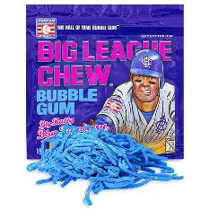 Big League Chew bubblegum pouch from Sweet Palace with colorful packaging and shredded chew tobacco-style gum inside.