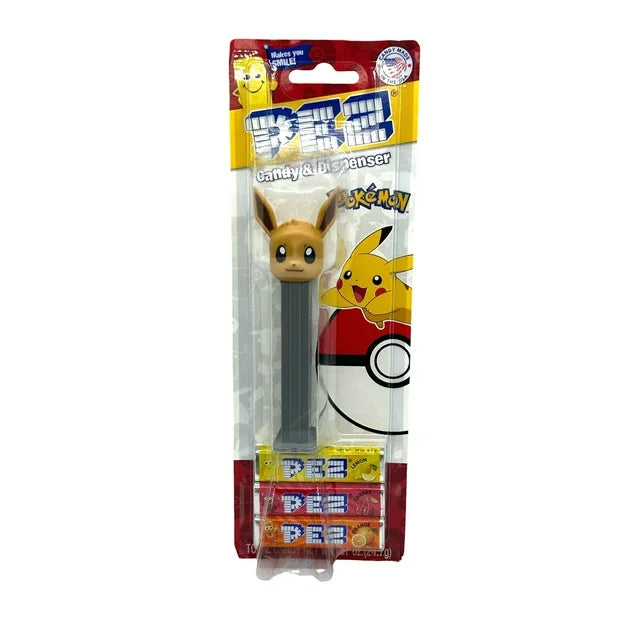 PEZ Pokémon dispenser shaped like a Poké Ball from Sweet Palace, featuring colorful Pokémon-themed design.