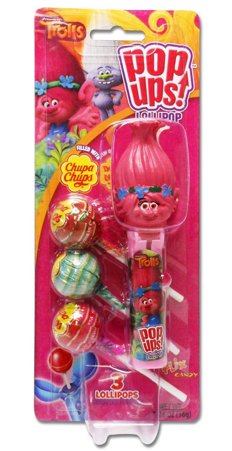 Colorful Sweet Palace Poppy Trolls Pop Ups featuring vibrant troll character designs on a fun, playful pop-up display.