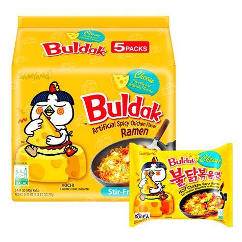 Sweet Palace Buldak Ramen Cheese 5-pack, spicy Korean ramen noodles with cheese flavor, ready to enjoy.