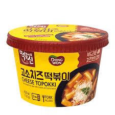 Sweet Palace Dongwon Cheese Cup Topokki Ramen with rice cakes in a ready-to-eat cup.