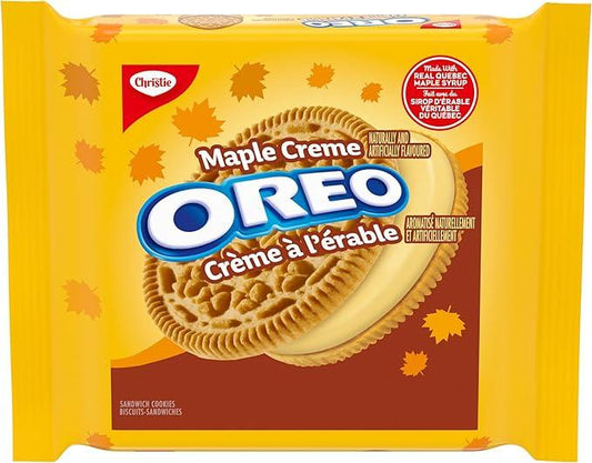 Sweet Palace Oreo Maple Creme snacks featuring chocolate cookies with rich maple-flavored creme filling.