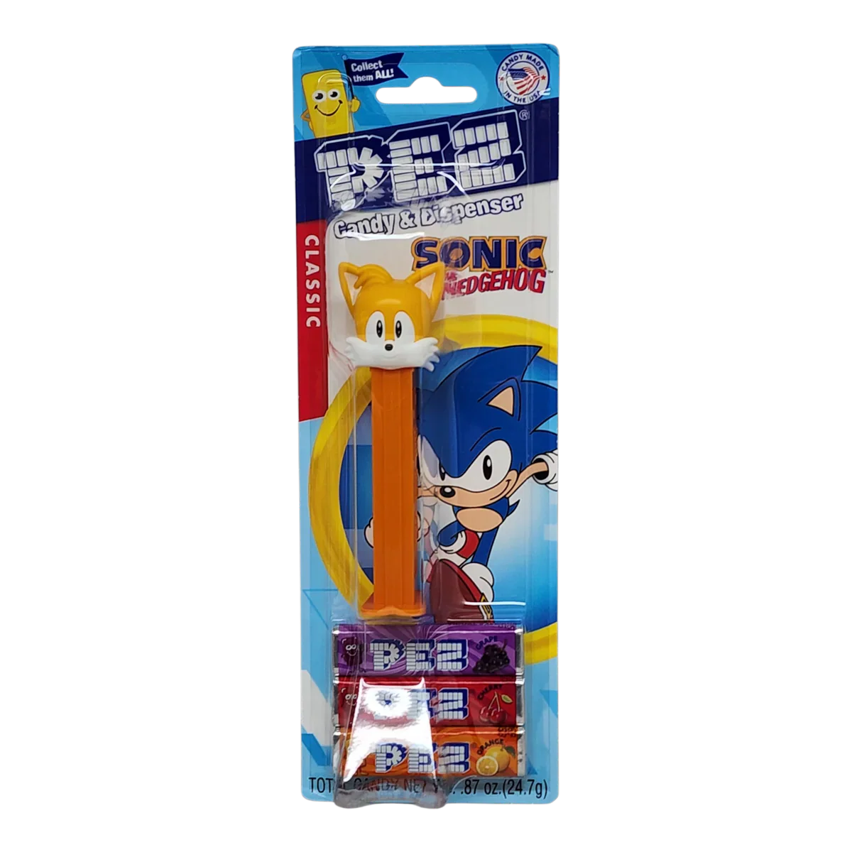 PEZ Sonic the Hedgehog candy dispenser by Sweet Palace featuring Sonic's blue hedgehog character with detailed design and branding.