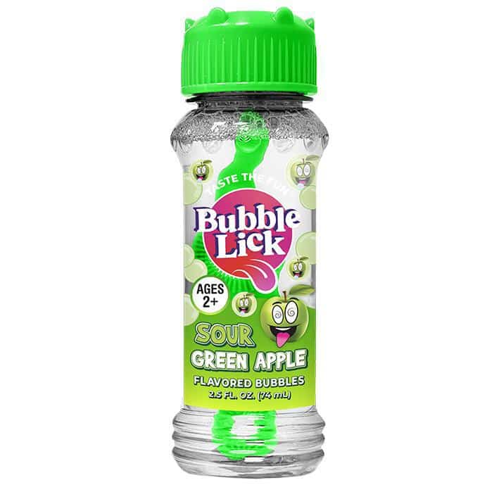 Sweet Palace Sour Green Apple Bubble Lick flavored bubble with green apple design and vibrant packaging.