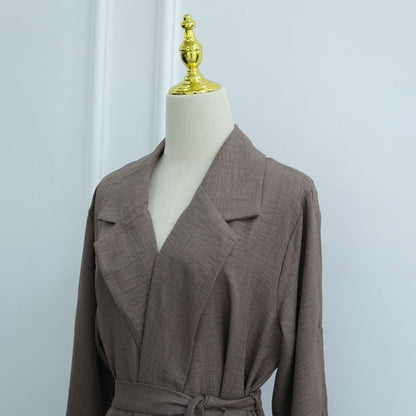 Tailored Blazer Cardigan with Ruched Sleeves | Open-Front Twill Blend Jacket(MOA246)