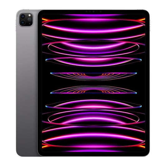 Refurbished Apple iPad Pro 12.9-inch 6th Gen in excellent condition, showing the screen and sleek silver design.