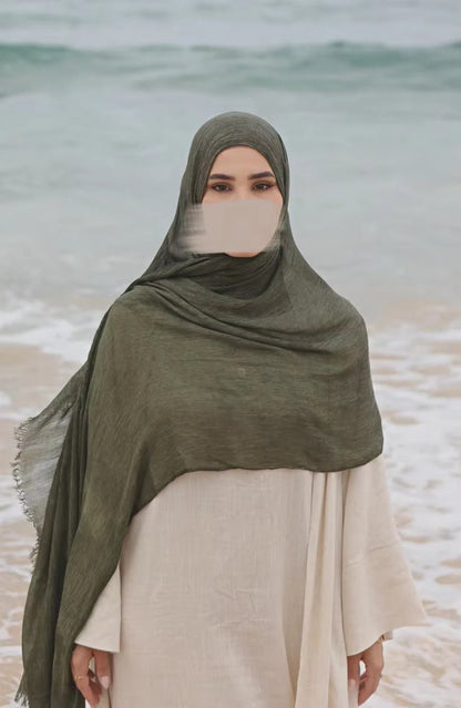 Textured Rayon Crinkle Hijab in Solid Hues Breathable Women's Wrap Hijab (MH145)