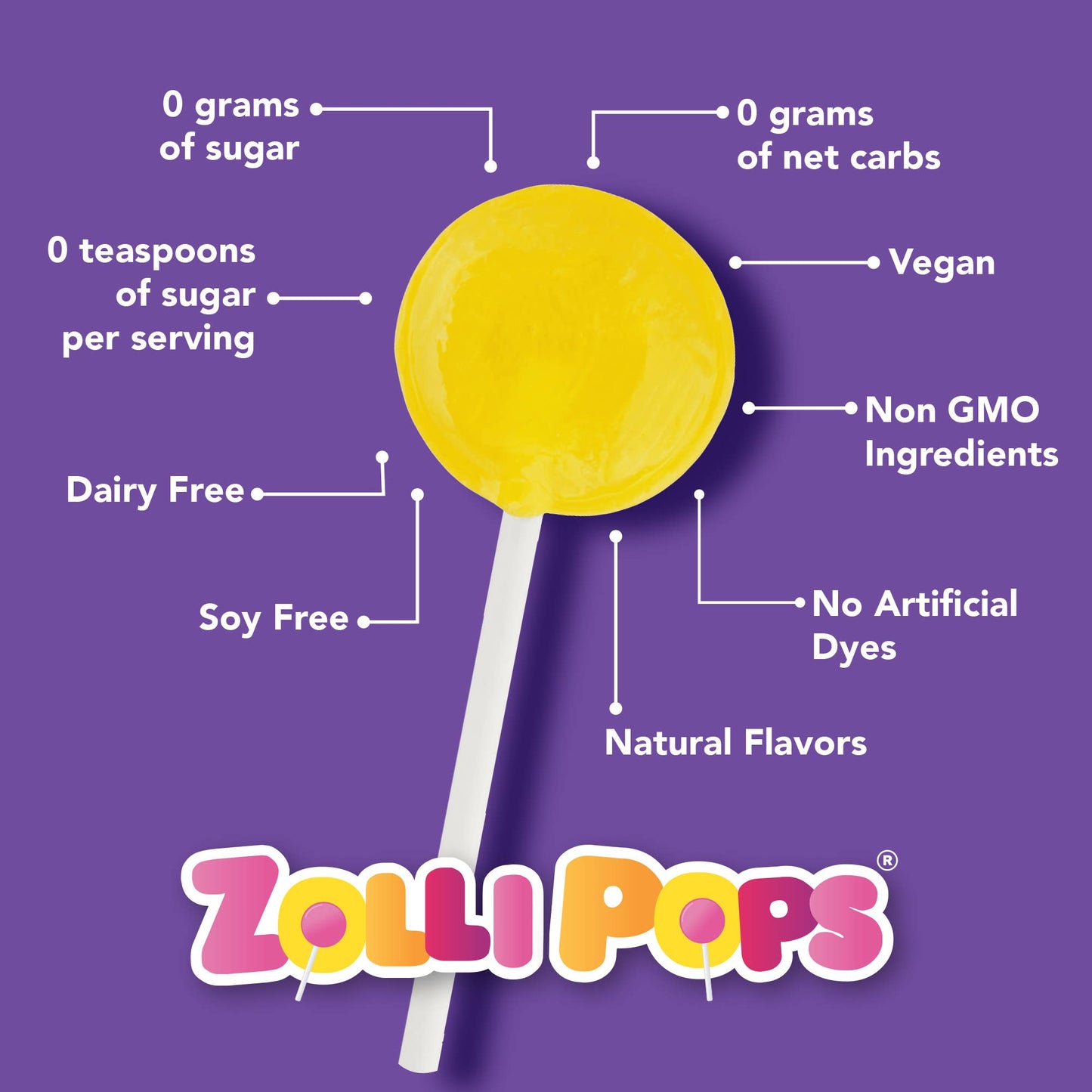 Zero sugar Tropical Clean Teeth Zollipops in a 2oz pouch from The Autism Store, featuring colorful lollipops for dental health.
