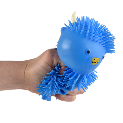 Blue 4-inch Highland Cow Puffer plush toy from The Autism Store, featuring soft fabric and detailed Highland Cow design.