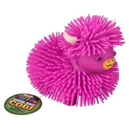 Blue 4-inch Highland Cow puffer plush from The Autism Store featuring a soft, detailed Highland Cow design.