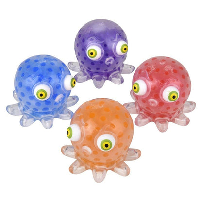 Blue Pop Eye Squeeze Beads Octopus toy from The Autism Store, 3.5 inches, with colorful beads and textured surface for sensory play.