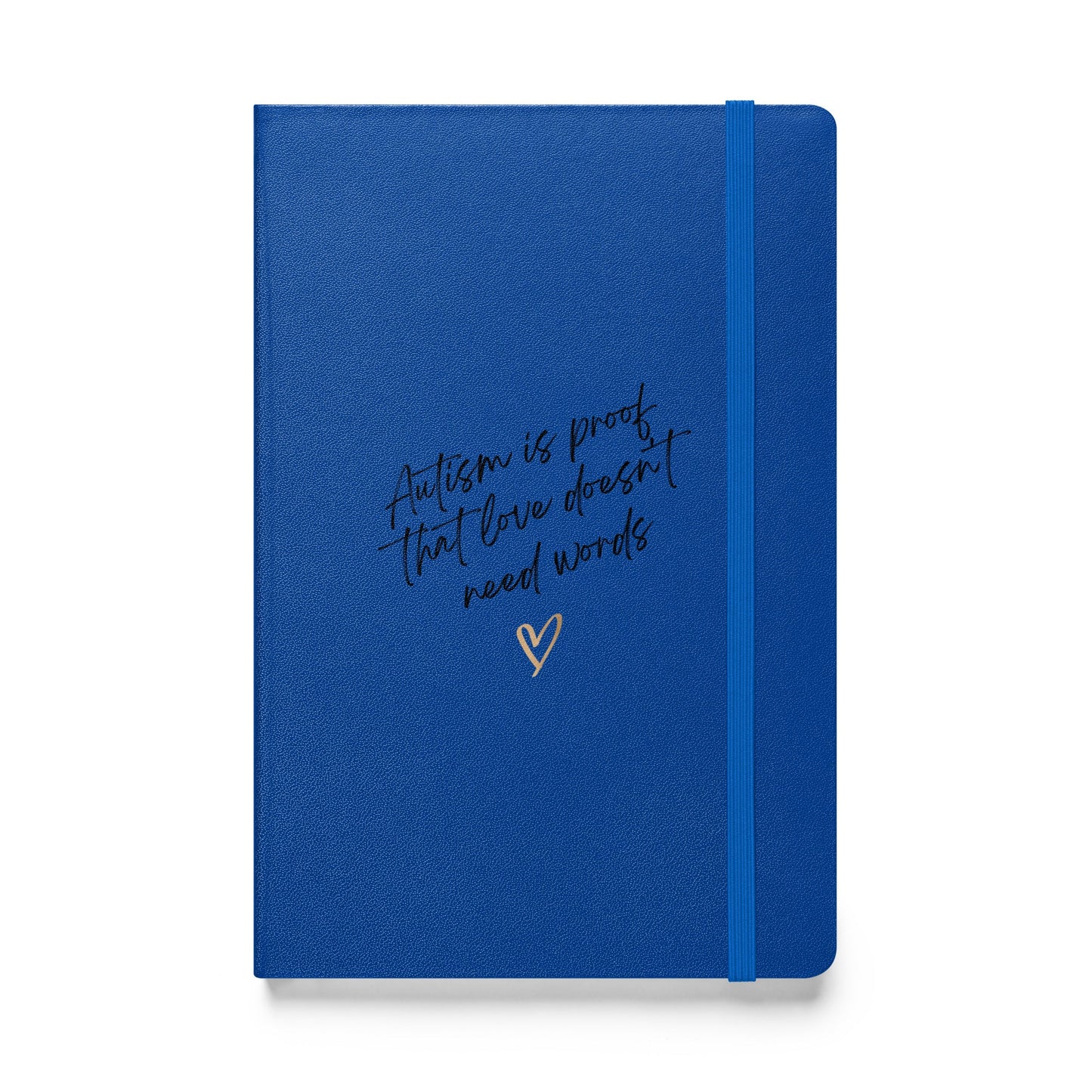 Navy Love Doesn't Need Words Notebook by The Autism Store, featuring a cover with heartfelt design and lined pages for writing.