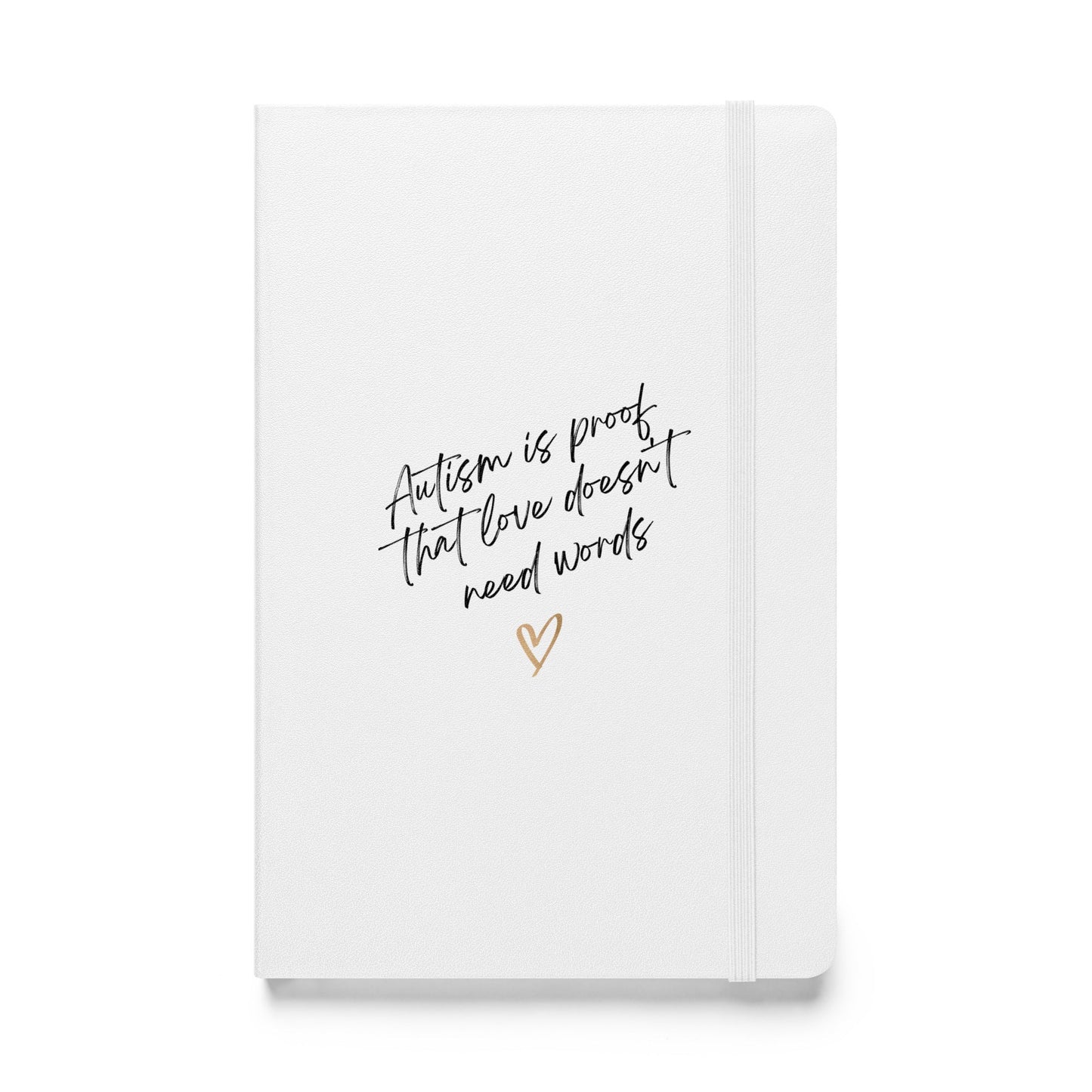 Navy Love Doesn't Need Words Notebook by The Autism Store, featuring a textured cover and lined pages for writing.