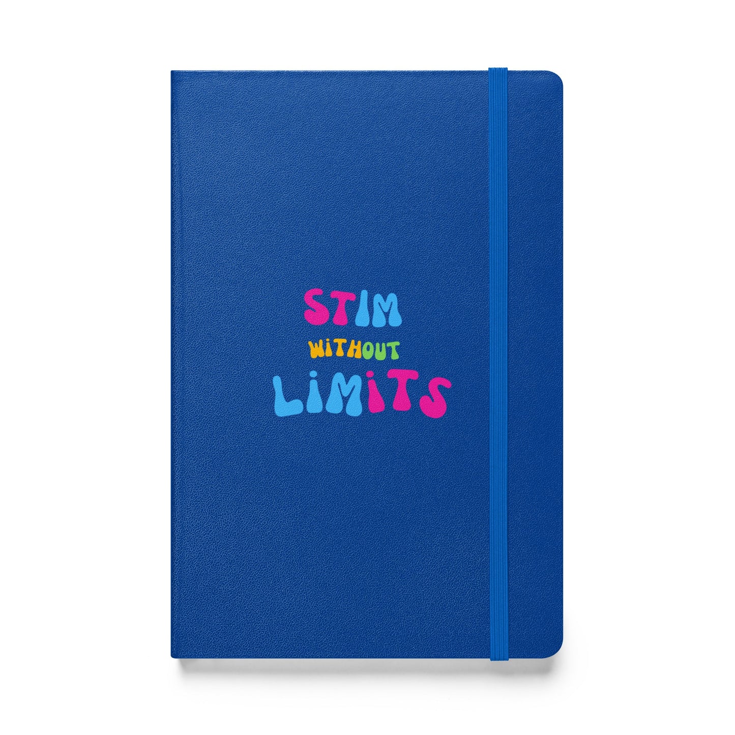 Navy autism notebook from The Autism Store's Stim Without Limits book collection, featuring colorful illustrations and sensory-friendly design.