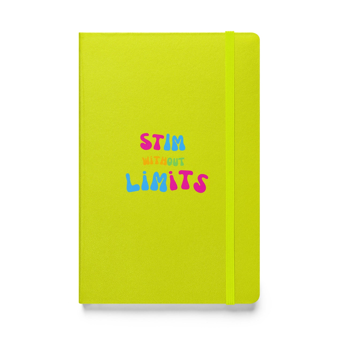 Navy autism notebook titled "Stim Without Limits" by The Autism Store, featuring a cover with colorful design and autism awareness symbols.