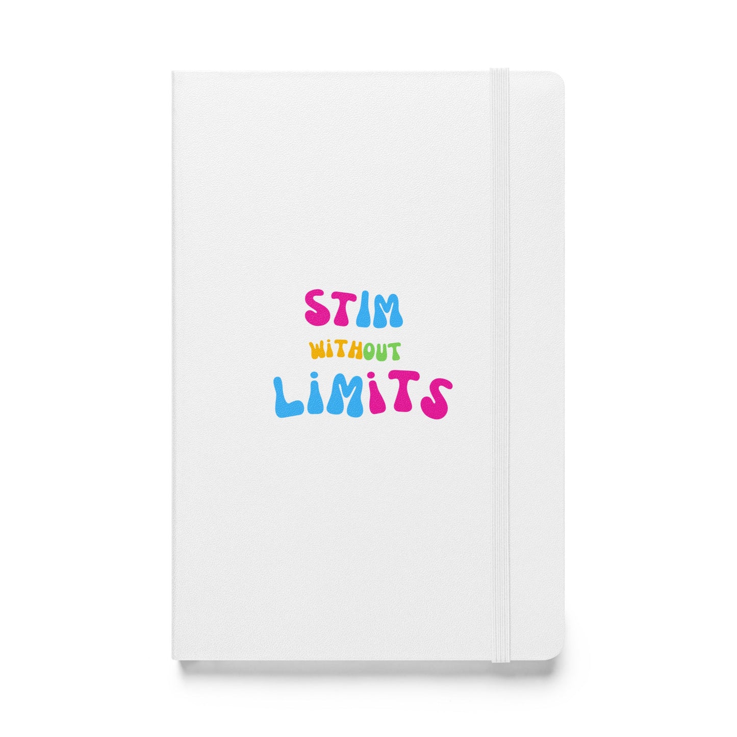 Autism notebook titled "Stim Without Limits" from The Autism Store, navy cover with colorful design and spiral binding.