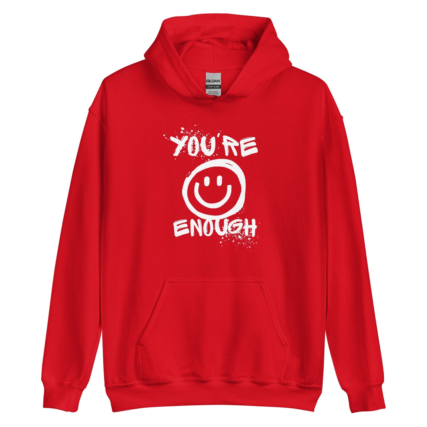 White You're Enough unisex hoodie by The Autism Store with a minimalist logo, made for comfortable casual wear.