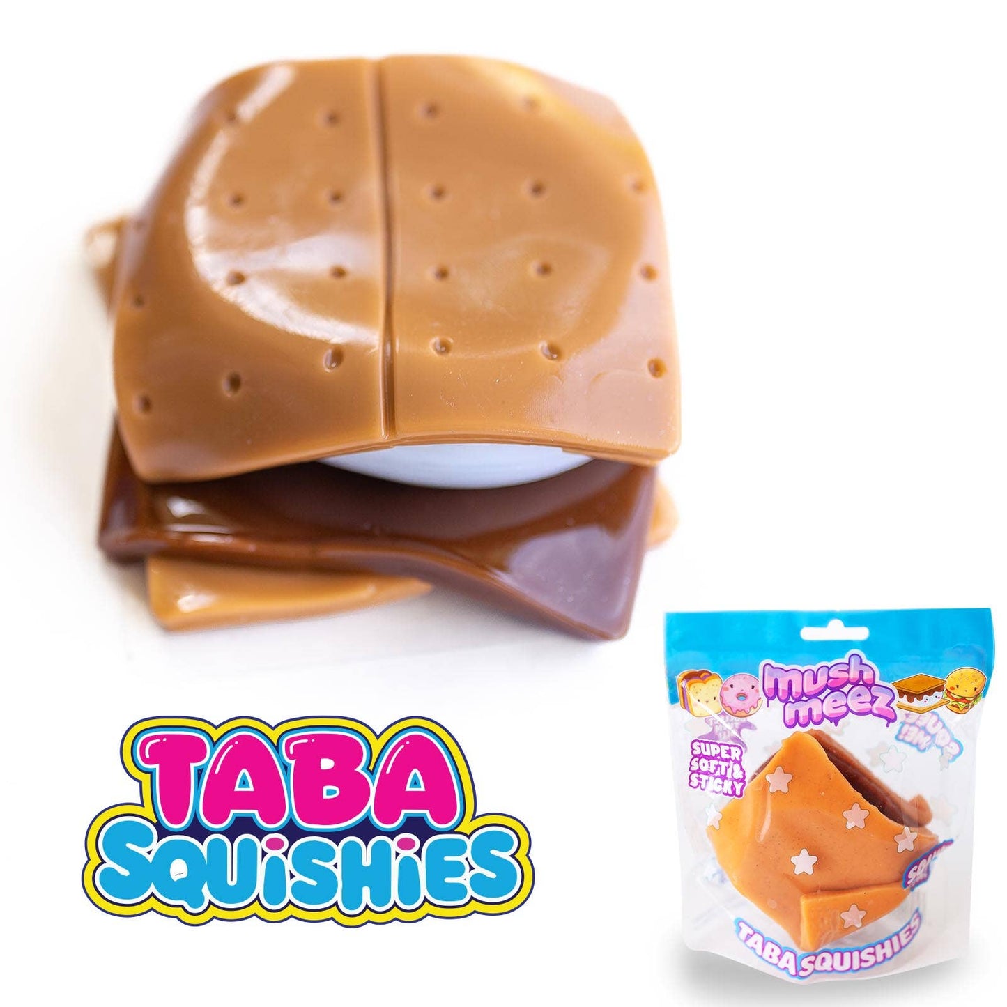Colorful MushMeez Taba Squishies food assortment featuring donuts and snack-shaped squishy toys by The Autism Store.