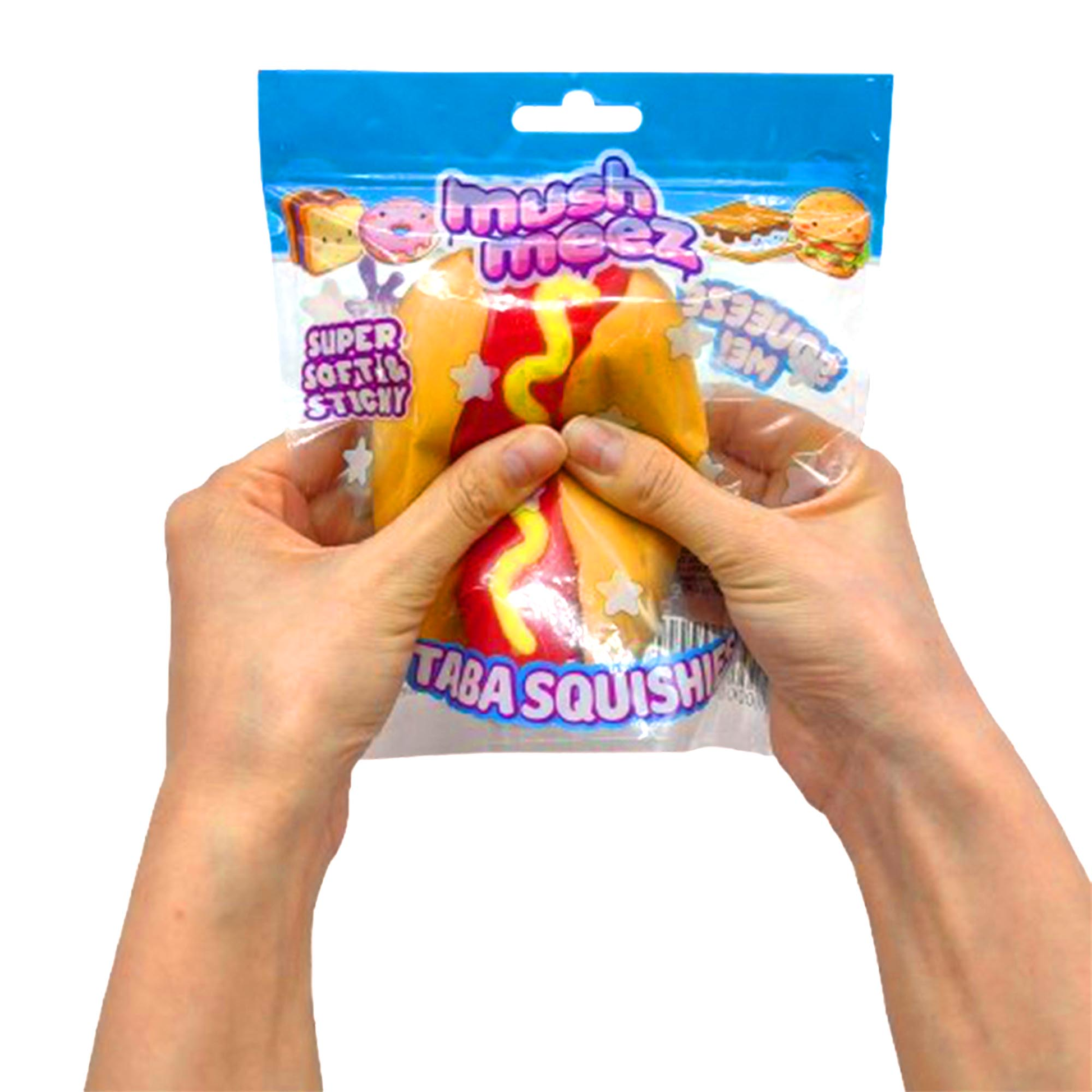 Colorful MushMeez Taba Squishies food assortment featuring donut and various cute, soft, squishy food toys from The Autism Store