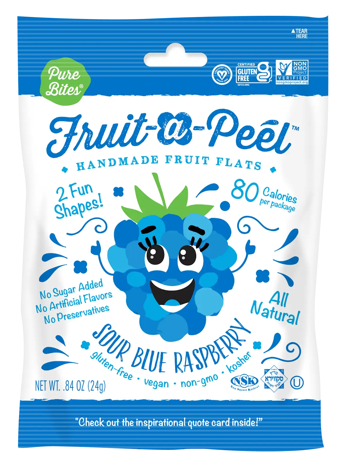 Sour Blue Raspberry Fruit Flats by The Autism Store, healthy fruit snacks with a vibrant blue raspberry flavor.