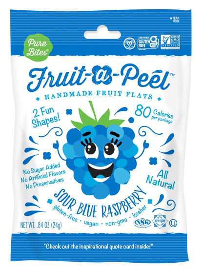 Sour Blue Raspberry Fruit Flats by The Autism Store, healthy fruit snacks with a vibrant blue raspberry flavor.