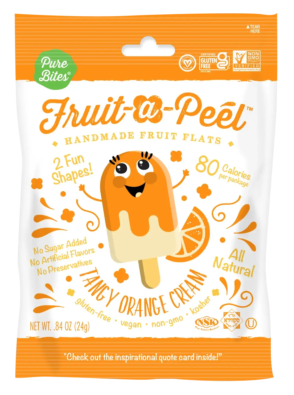 Tangy Orange Cream Fruit Flats by The Autism Store, healthy fruit snack with vibrant orange flavor, in colorful flat shape.