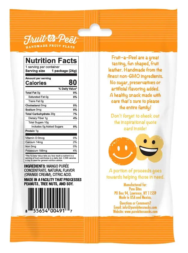 Tangy Orange Cream Fruit Flats by The Autism Store, healthy fruit-flavored wellness snack with vibrant orange and cream colors.