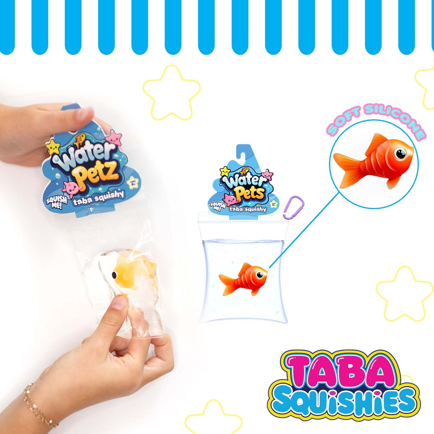 Red Taba Squishy Mushmeez Water Pets toy with soft, squishy texture, designed for sensory play and stress relief.