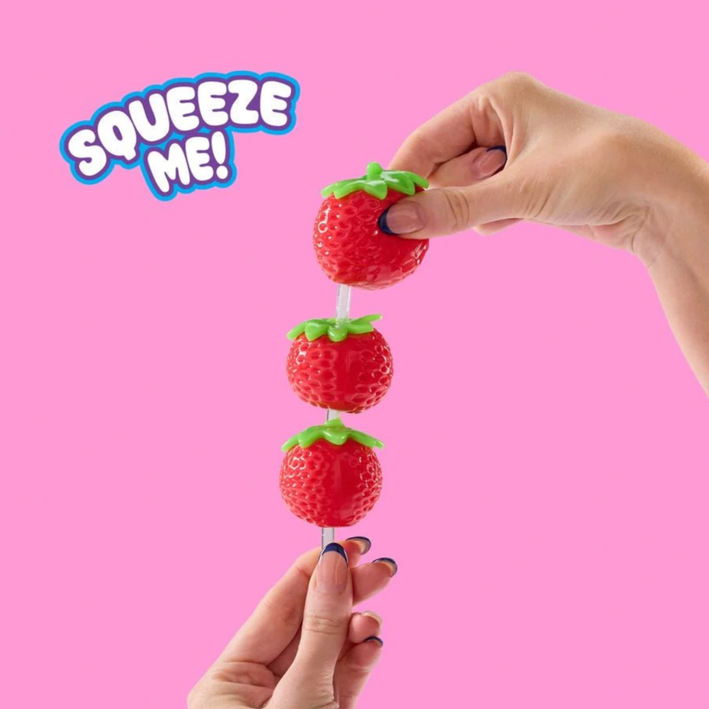 Strawberry Mushmeez Sweet Friends plush toy from The Autism Store, soft pink character with a friendly face and textured surface.