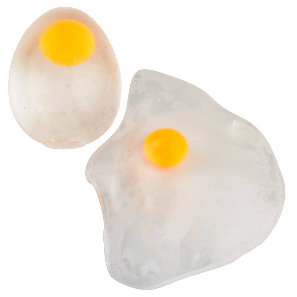 White 2.5-inch Sticky Splat Egg toy from The Autism Store, flexible and squishy sensory stress relief toy.