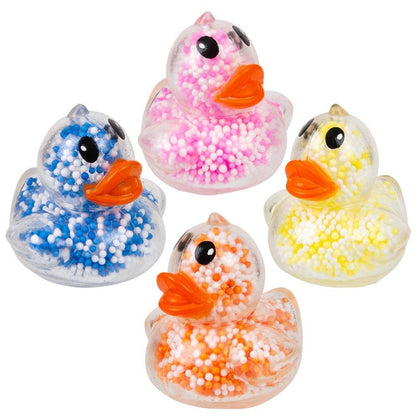 Yellow 2.3-inch mini squeezy foam bead ducky from The Autism Store, perfect for sensory play and stress relief.
