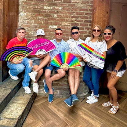 Houston Pride Clack Fan by The Gay Fan Club, a colorful hand fan with Houston Pride design, perfect for celebrations and events.