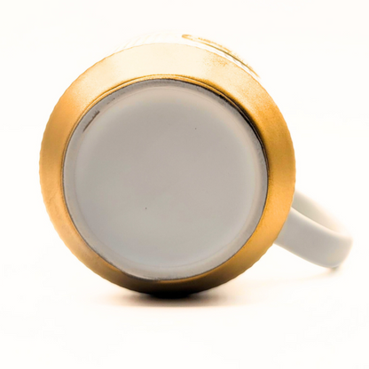 Black ceramic mug from The Palestinian Coffee Company with Pali Coffee Co branding, ideal for hot beverages.