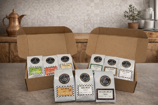 Pali Starter Kit from The Palestinian Coffee Company, includes traditional coffee brewing tools and accessories for authentic Palestinian coffee.