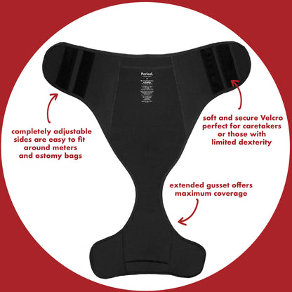 Black The Teen Period adaptive microfiber pad by The Period Company for heavy flows, designed for comfortable, secure protection.