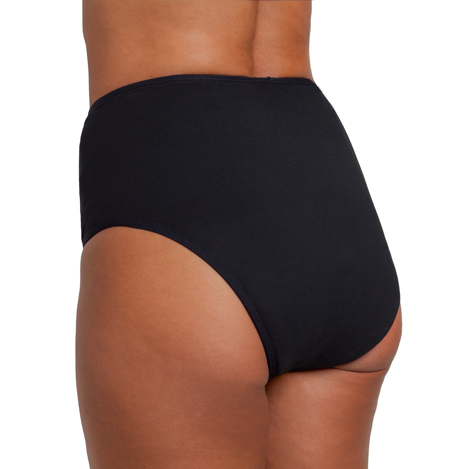 Black XS The Adaptive Period microfiber menstrual pad for heavy flows by The Period Company on a white background.