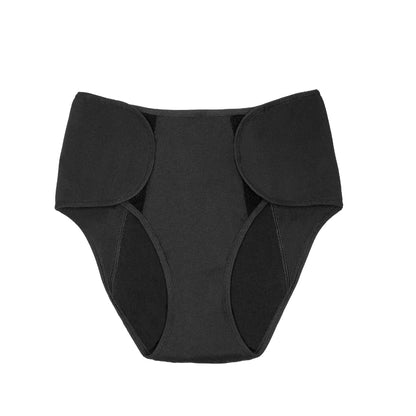 Black The Adaptive Period microfiber heavy flow menstrual pad by The Period Company, designed for comfort and absorbency.