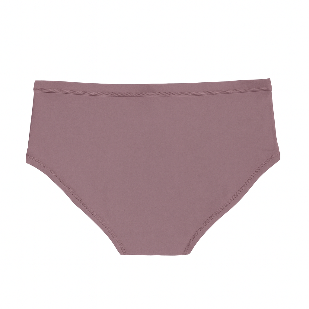 Black microfiber bikini-style period underwear by The Period Company, designed for medium flow protection.