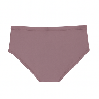 Black microfiber bikini-style period underwear by The Period Company, designed for medium flow protection.