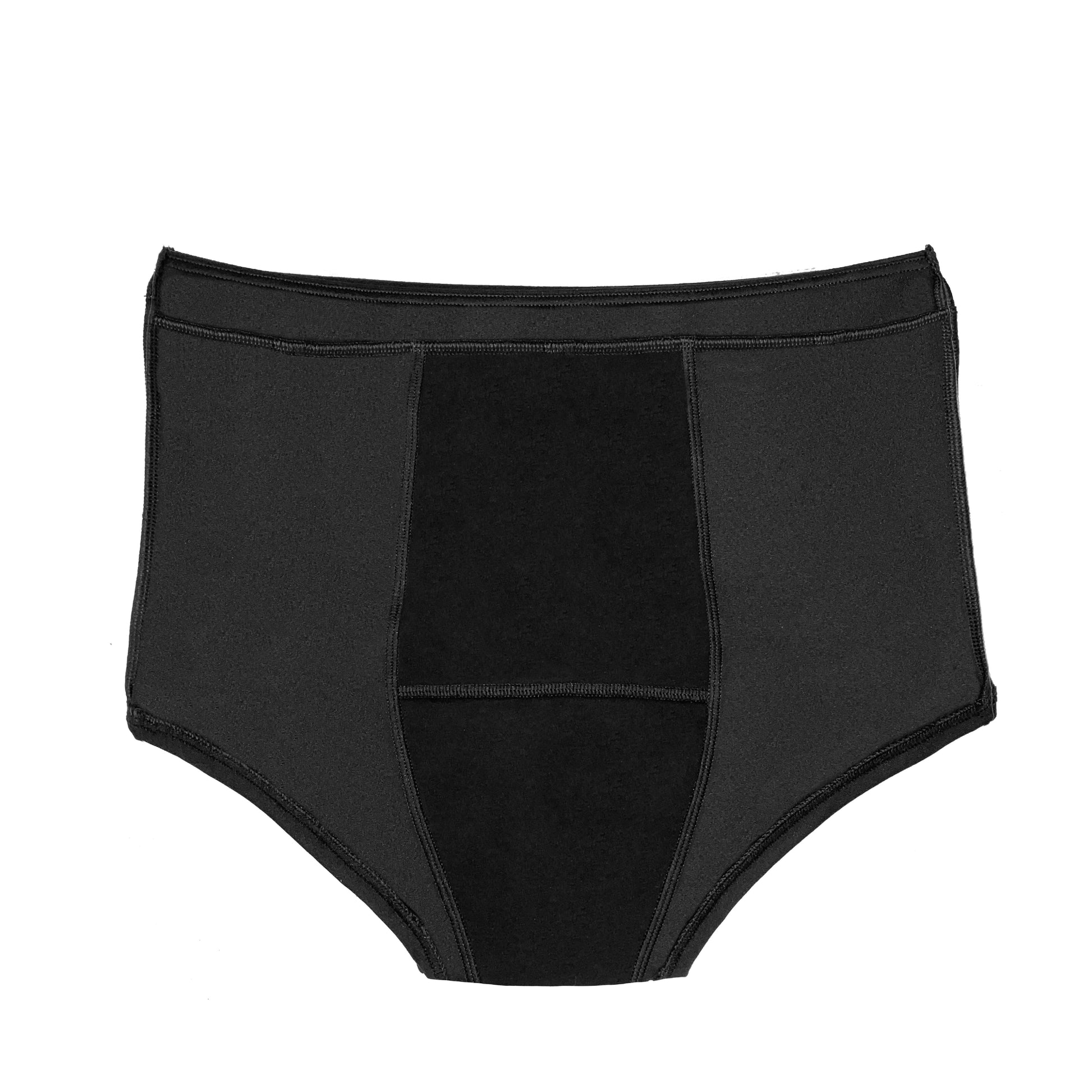 Black microfiber Boyshort Period underwear by The Period Company, designed for medium flow protection.